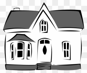 Commercial Black And White House Clipart - Black And White House