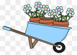 Wheelbarrow And Flower Pots - Cute Gardening Clip Art - Free ...