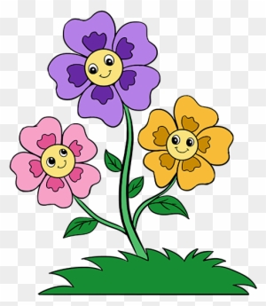 How To Draw Cartoon Flowers Easy Step By Step Drawing - Flower Cartoon ...