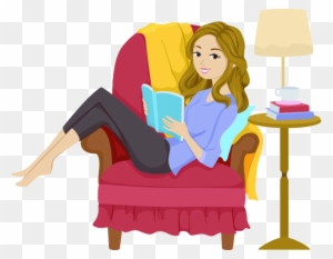 Reading Girl Book Clip Art - Cartoon Reading Woman