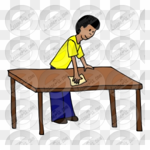 kid cleaning table clipart