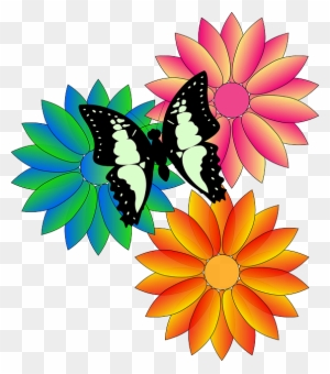 butterfly on flower clipart