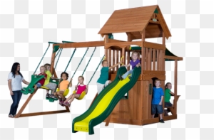 Mason Clubhouse, Fort, And Swinging Fun - Backyard Discovery Mason Cedar Swing Set