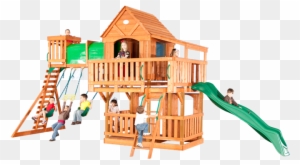 Woodridge Ii Wooden Swing Set - Wood Playset With Tunnel