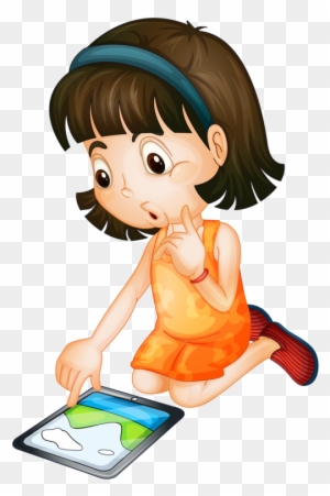 Ipad Cartoon Clip Art Girl On Ipad Cartoon Free Transparent Png Clipart Images Download