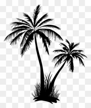 Two Palm Tree And Grass Silhouette - Palm Tree Silhouette Transparent ...