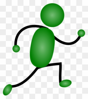 Green Jogging Man Clip Art At Clker - Stick Man Running