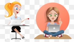 Laptop Girl Clip Art - Girl With Laptop Vector