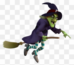 Cartoon Old Witch - Wicked Witch On A Broom - Free Transparent Png 