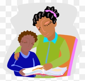 Mother And Son Reading Clipart