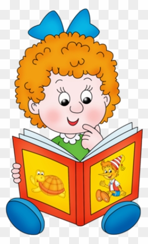 Дети Клипарт Png - Cartoon Girl Reading A Book