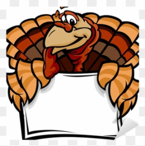 Happy Thanksgiving Holiday Turkey Holding Sign Cartoon - Happy Thanksgiving Basketball