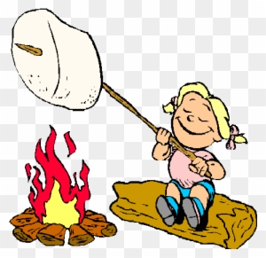 kids roasting marshmallows clipart