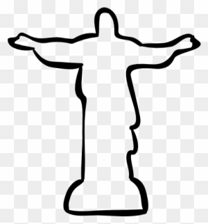 Christ Brazil Sculpture Hand Drawn Outline Free Icon - Christ The Redeemer Outline