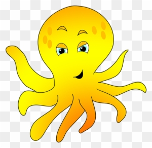 Octopus Cartoon - Yellow Octopus Clipart - Free Transparent PNG Clipart ...