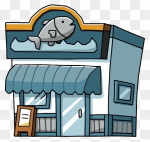 market building clipart black and white fish