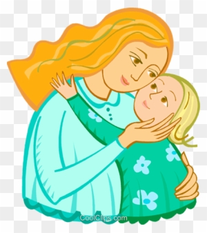 mom hugging child clipart vector