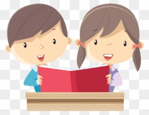 clipart boy and girl reading