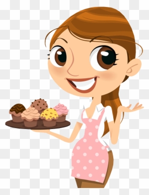 People - Cartoon Girl With A Cupcake - Free Transparent PNG Clipart ...
