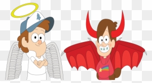 Dipper Angel Mabel Devil By Wildstar27 - Devil And Angel Cartoons Png