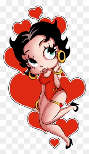 Valentine Betty Boop Style Red Pink Sunshine Droopy Eyes Heart Illustration  Painting Cartoon · Creative Fabrica