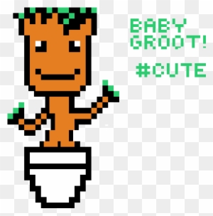 Baby Groot We Are Groot 8 Bit Round Coaster Free Transparent Png Clipart Images Download