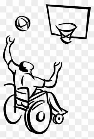 wheelchair basketball clipart bw