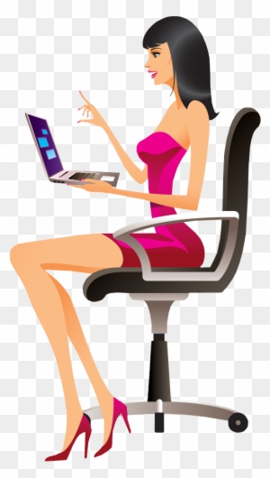 Laptop Computer Source Code Clip Art - Girl On Computer Cartoon