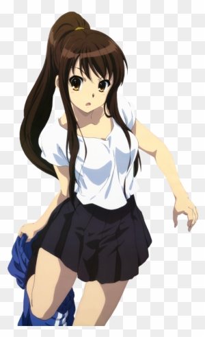 Anime Girl With Dark Brown Hair In A Ponytail Download Haruhi Suzumiya Long Hair Free Transparent Png Clipart Images Download - black anime girl hair or dark roblox