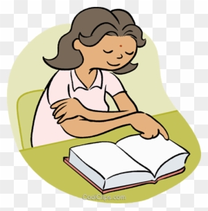 Little Girl Reading A Book Royalty Free Vector Clip - Woman Reading A Book Cartoon