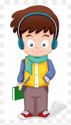 Illustration Of Cartoon Boy Listen Music Sticker • - Listen To Music Cartoon