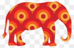 Retro Circles Elephant Bclipart - Bohemian Orange Elephant Pillow Case