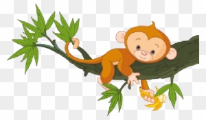 Cartoon Monkey Hanging From A Tree - Free Transparent PNG Clipart ...