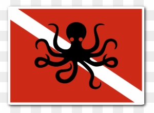 Octopus Dive Flag Sticker - Scuba Diving - Free Transparent PNG Clipart ...