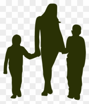 Mother With Two Sons Transparent Png - Mom Silhouette