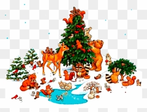 christmas forest animals clipart