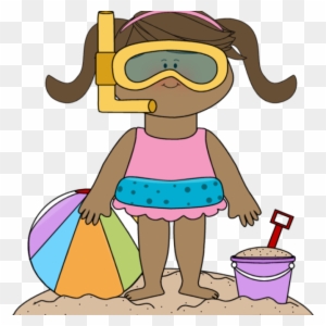 Summer Kids Clip Art - Girl With Beach Ball Clipart - Free Transparent ...