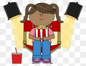 Director Chair Clipart - Kids Eating Popcorn Clipart