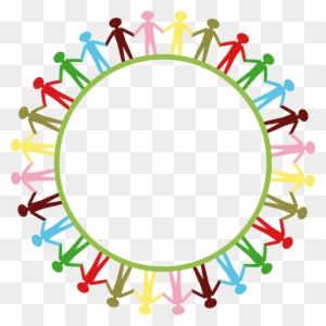 People Around Circle Holding Hands Clip Art - We Are Big Family