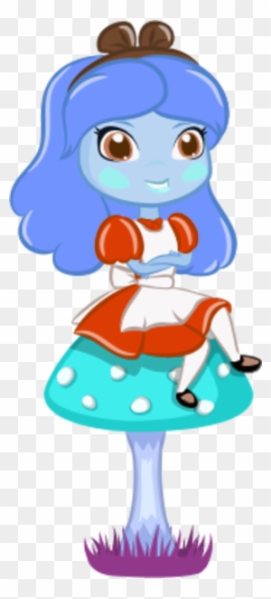 Alice In Wonderland Sitting On A Mushroom Clipart - Alice's Adventures In Wonderland