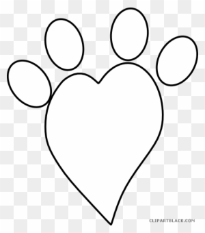Red heart with paw print png clip art