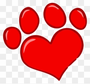 Red heart with paw print png clip art