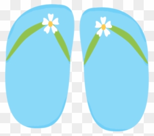 Blue Floral Flip Flops Clip Art - Blue Flip Flop Clipart