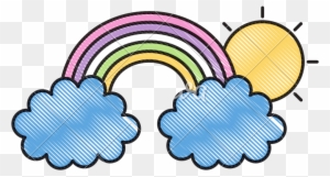 Rainbow Clouds And Sun Weather - Rainbow And Sun Drawing