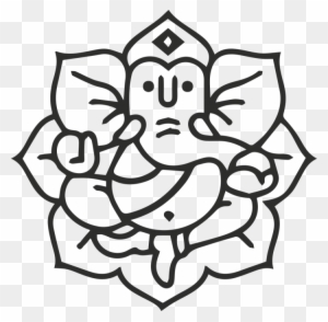 Sticker Symbole Ganesh 6 - Drawing Ganesh With Flower