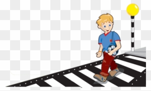 Cartoon Of Boy Crossing A Road Crossing The Road Safely Free Transparent Png Clipart Images Download