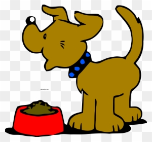 dog scarfing down food clipart