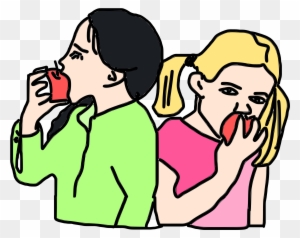 eating an apple clipart