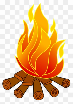 Fire Clipart Fuel - Cartoon Fire With Wood - Free Transparent PNG