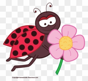 White Flower Clipart Cute Ladybug - Lady Bug Black And White Clipart ...